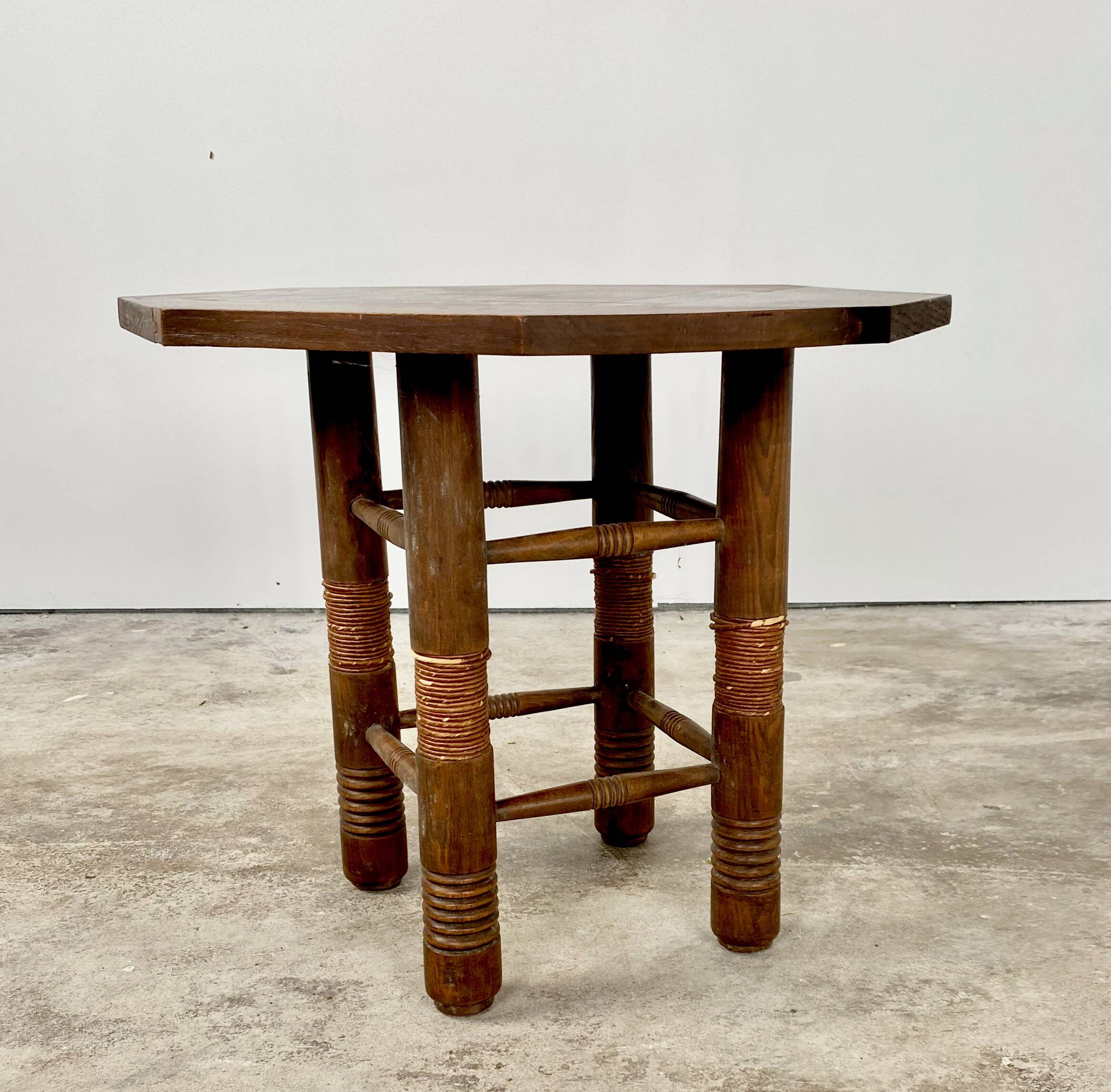 Breton octagonal oak table from the 20s and 30s