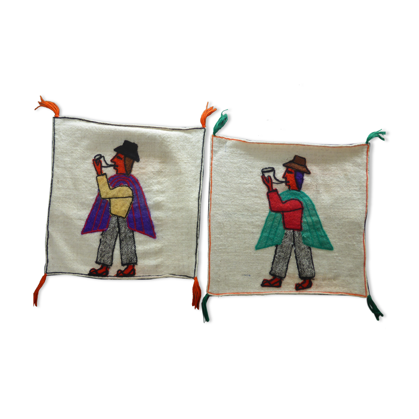 2 vintage cushion covers South America crafts