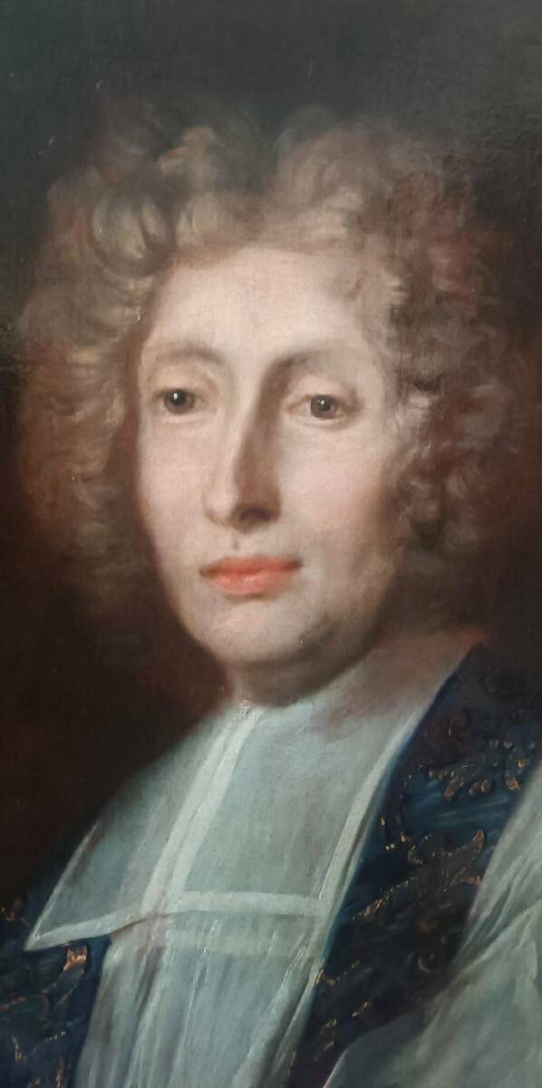 Peinture ancienne sur toile le portrait d'un prélat, école francaise xviii
