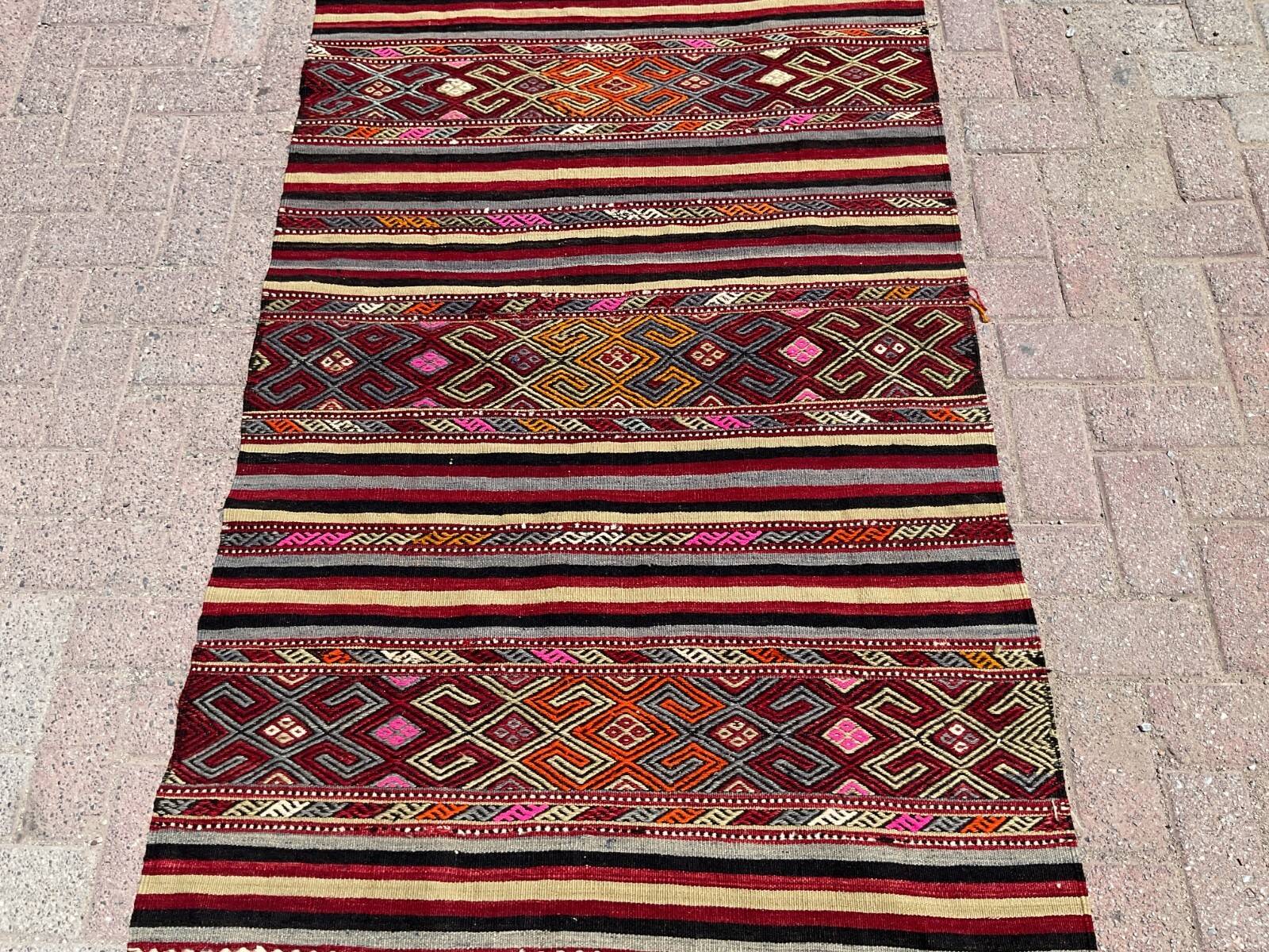 4 x 6 ft handmade runner kilim rug vintage kilim rug Turkish rug bedroom rugs