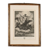 Old etching signed Paolo Caronni "Vision of Ezekiel" 1825
