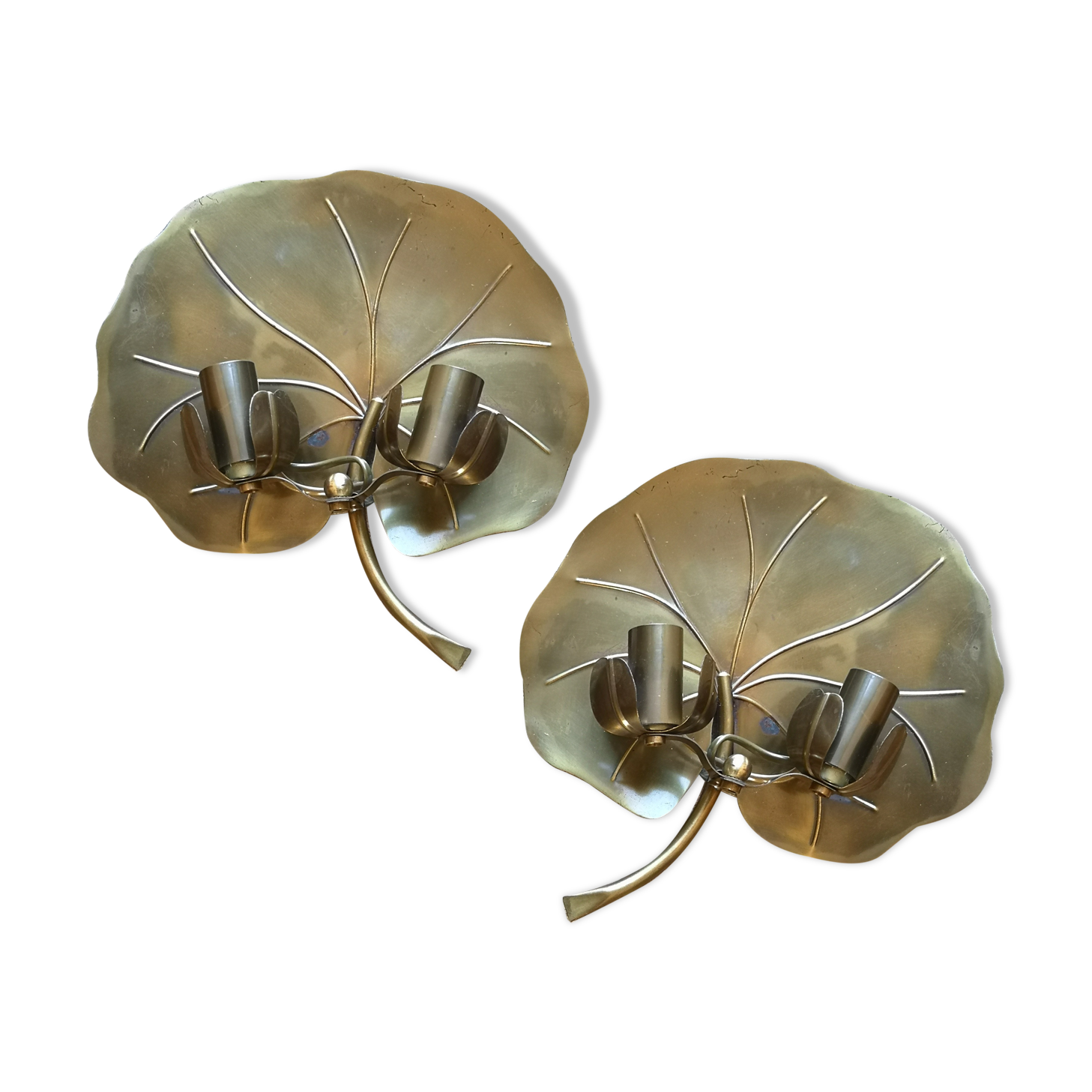 Set of 2 brass wall sconces