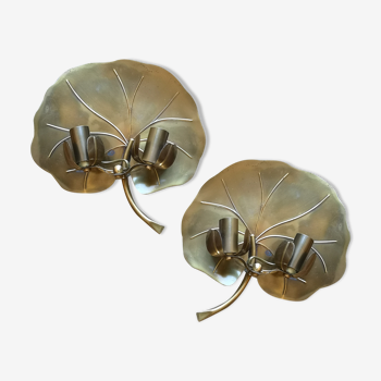 Set of 2 brass wall sconces