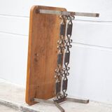 Wooden coffee table with wrought iron structure, side table, end of sofa, vintage table