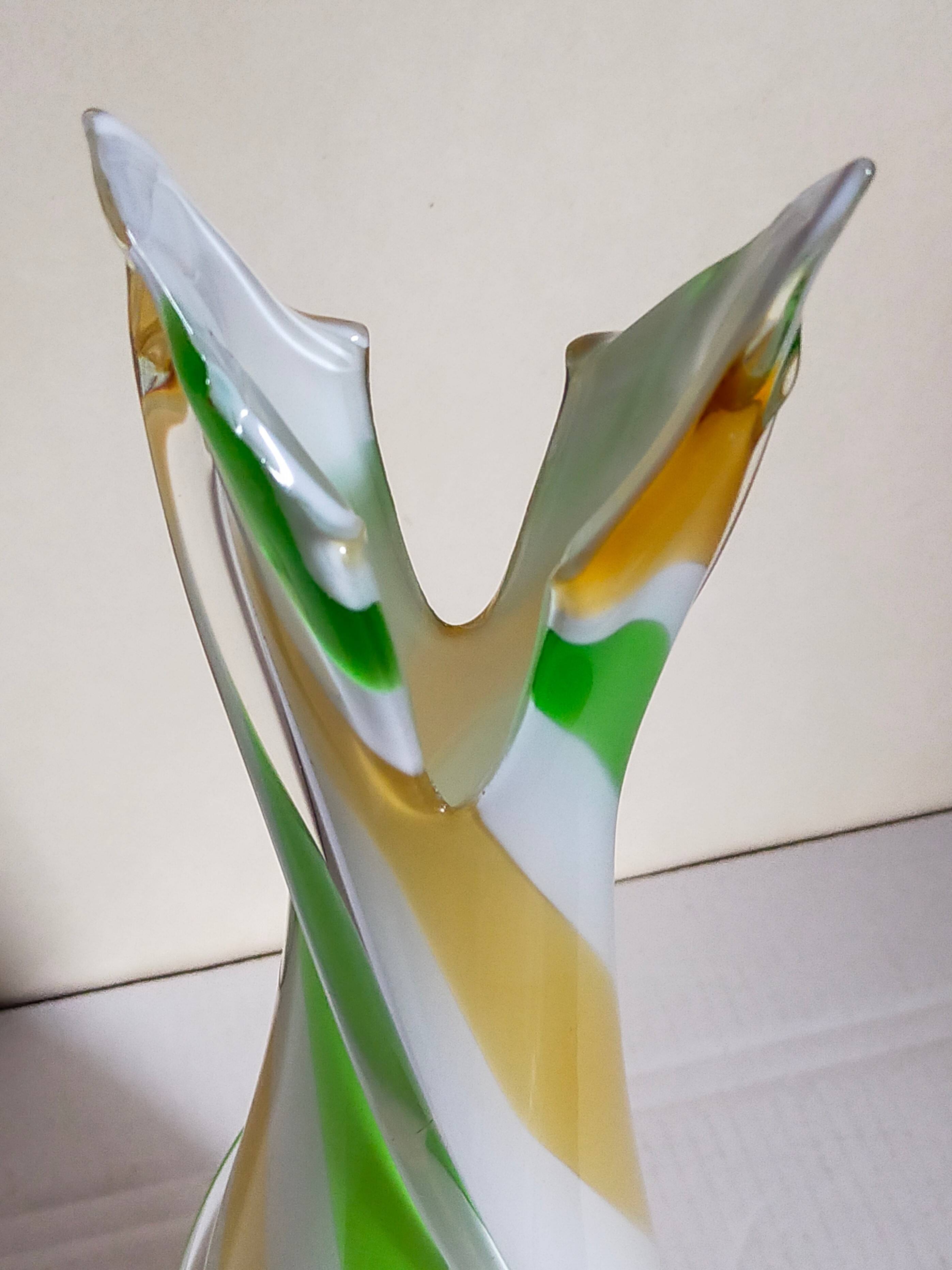 Vintage two-tone glass vase 39 cm