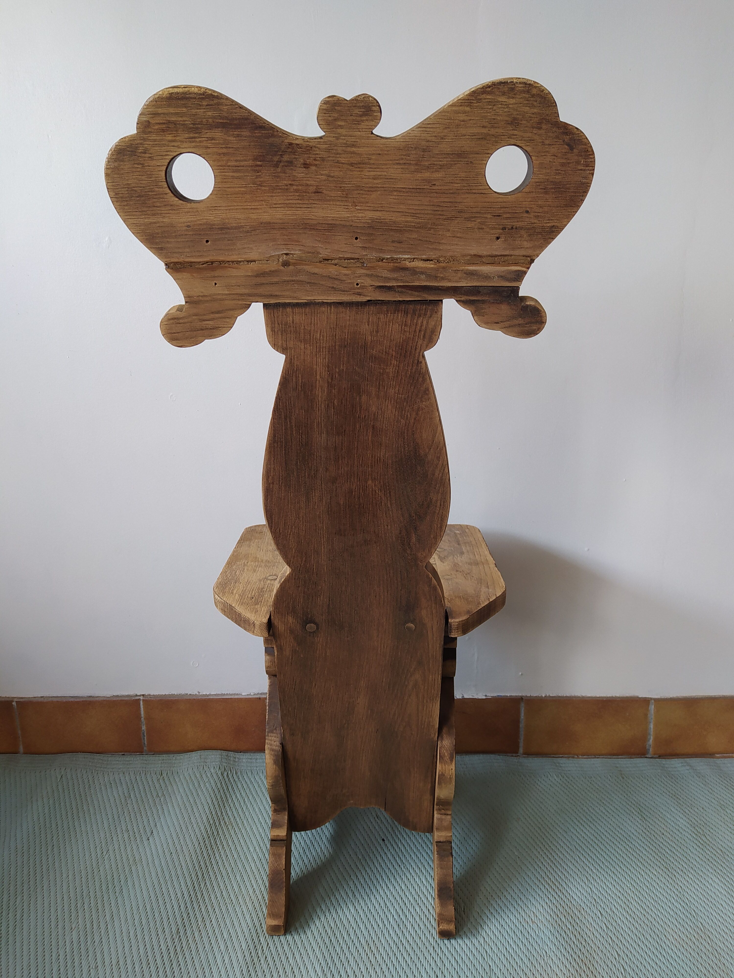Brutalist chair of mountain chalet Savoyarde