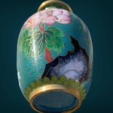 Vase with peonies in cloisonné enamels