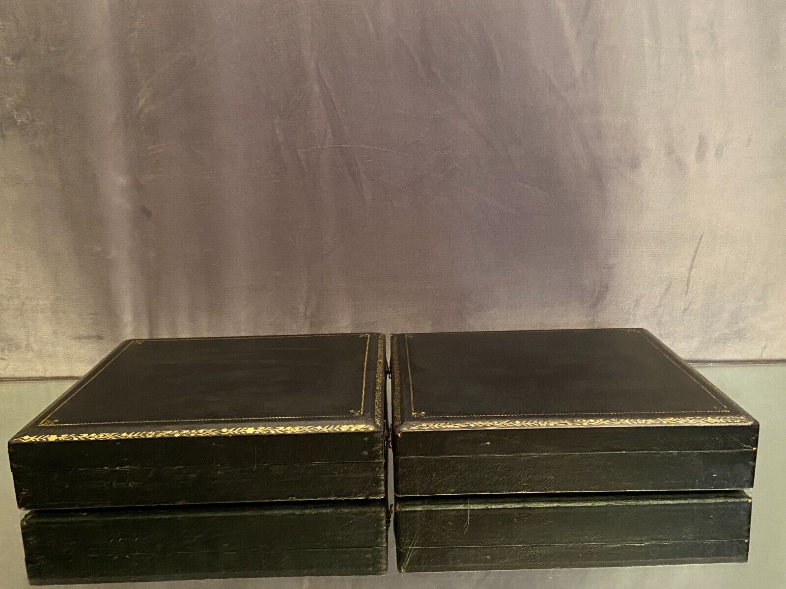Paire de coffrets de rangement fin XIXe pour couverts argenterie