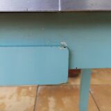 Vintage table of the 50s mado style in formica and wood with drawer and extension cords