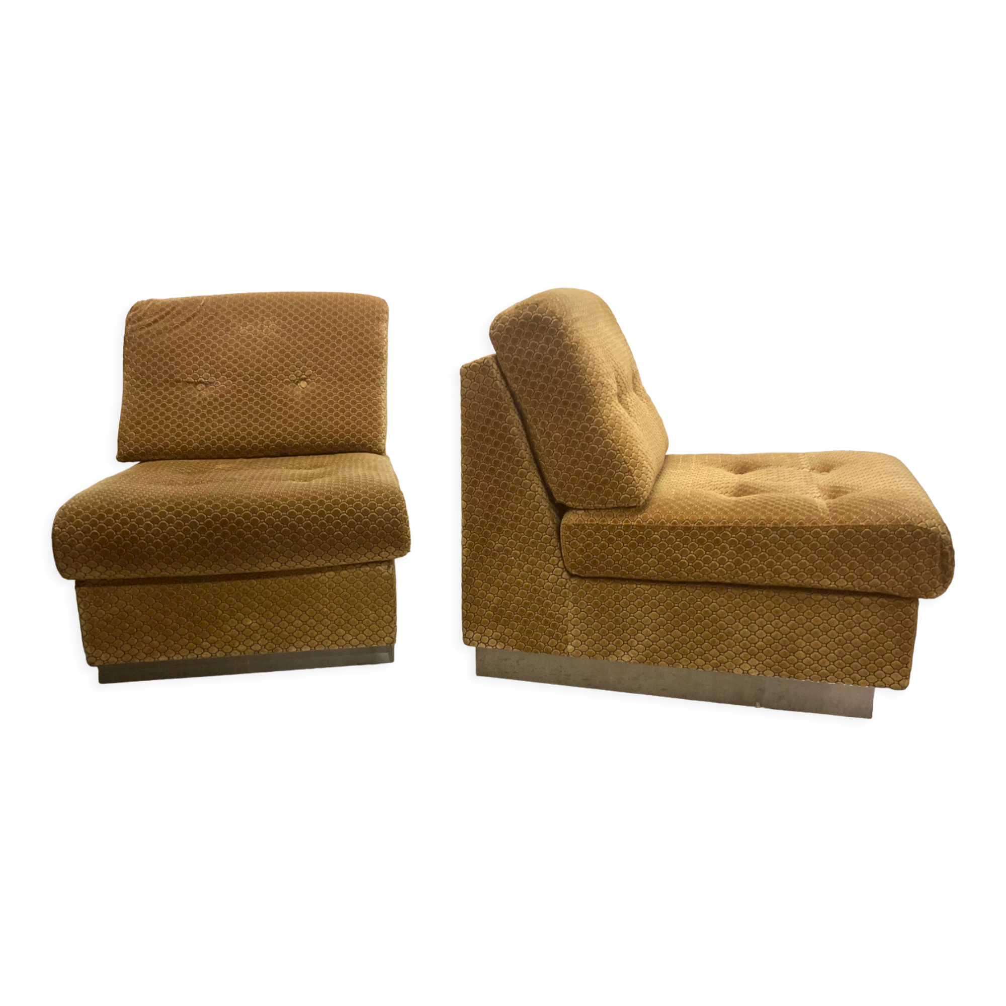 Pair of chauffeuses by Pierre Folie, éditions Jacques Charpentier 70's