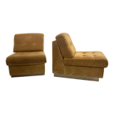 Pair of chauffeuses by Pierre Folie, éditions Jacques Charpentier 70's