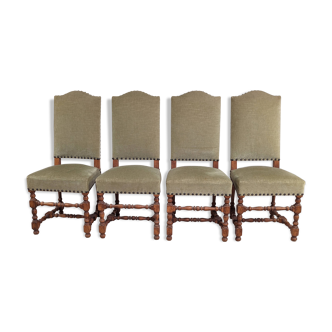 4 Louis XIII style oak chairs