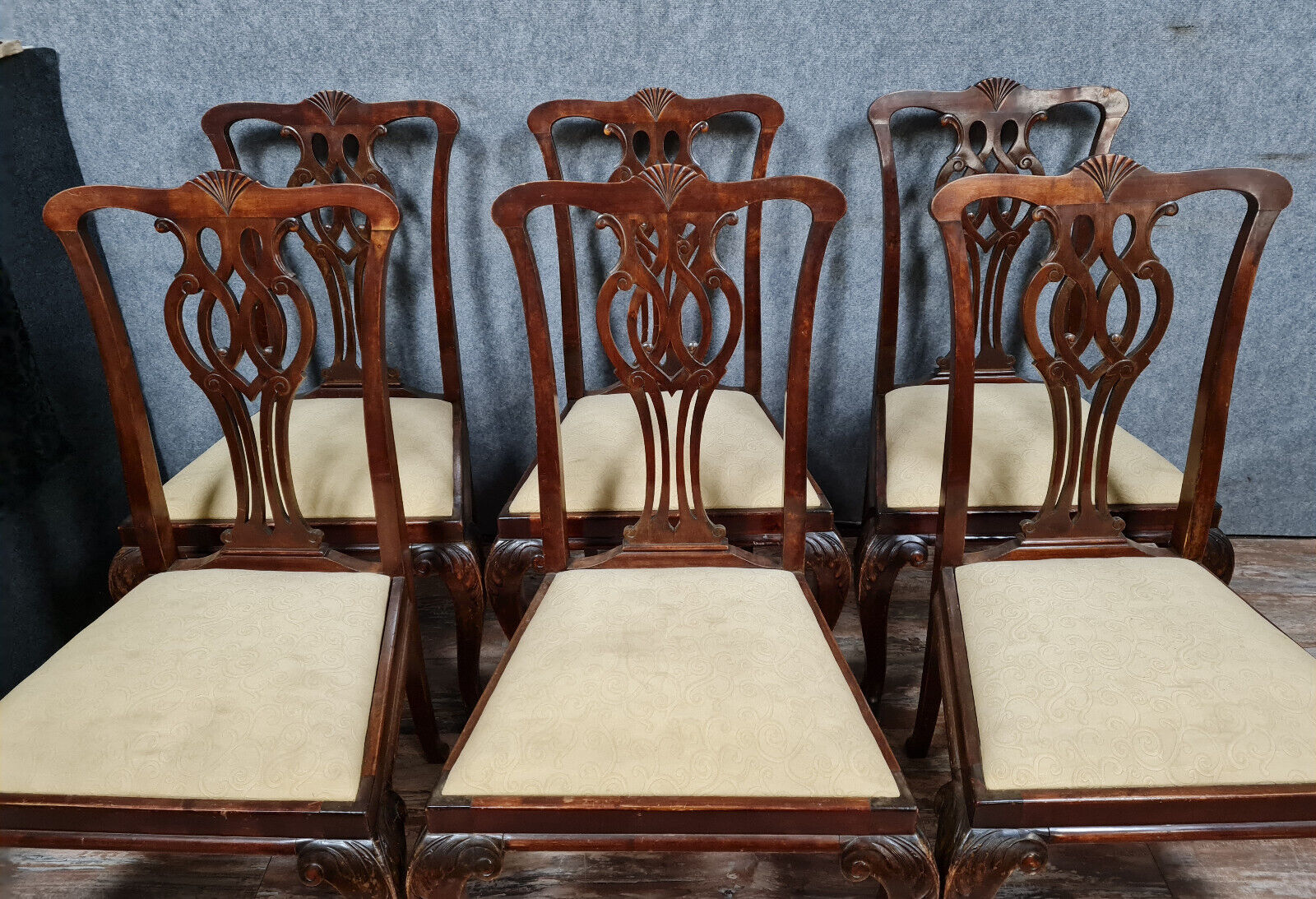 Series of 6 Chippendale mahogany chairs circa 1900