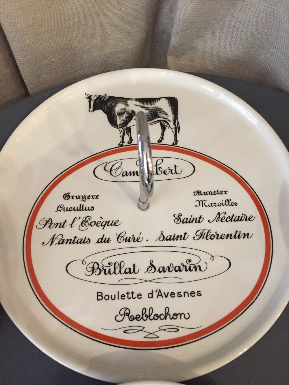 CHEESE SERVICE 12 PLATES AND PORCELAIN TRAY AUTEUIL CREATION JACQUES LOBJOY