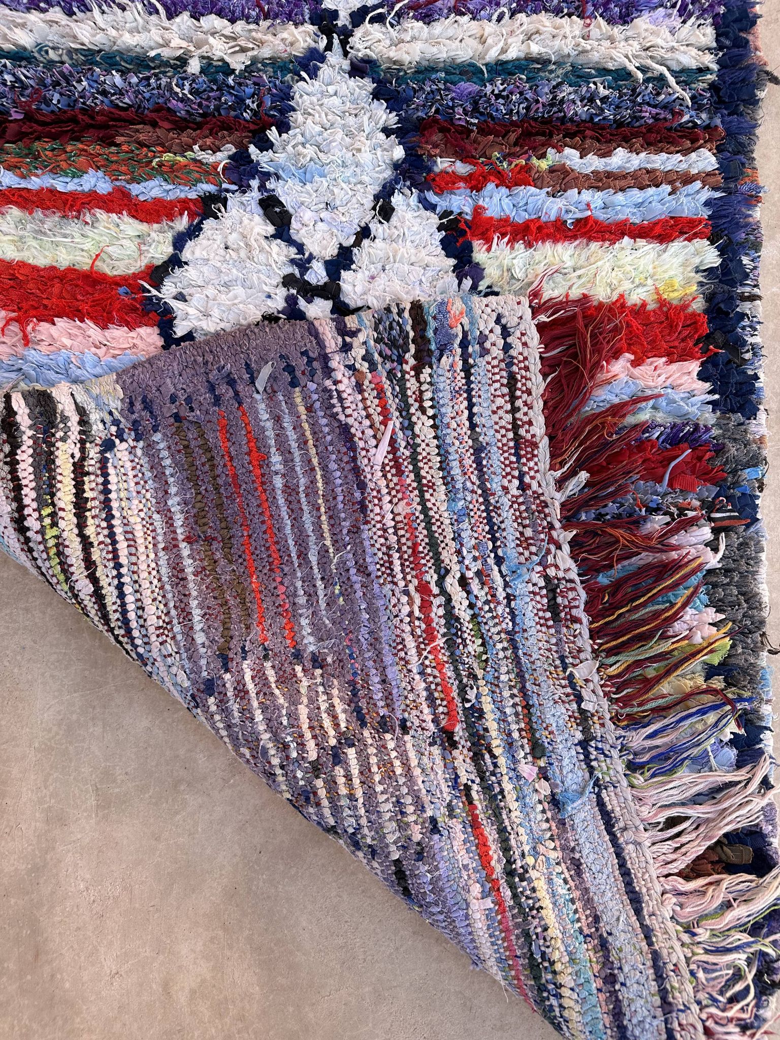 Tapis Berbère Boucherouite coloré - 80 x 189 cm