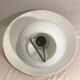 Hanging lamp old glass opal white, support & globe metal orange 70s vintage