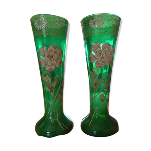 Paire de vases en verre à décor
