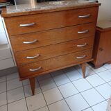 Commode scandinave 4 tiroirs pieds compas