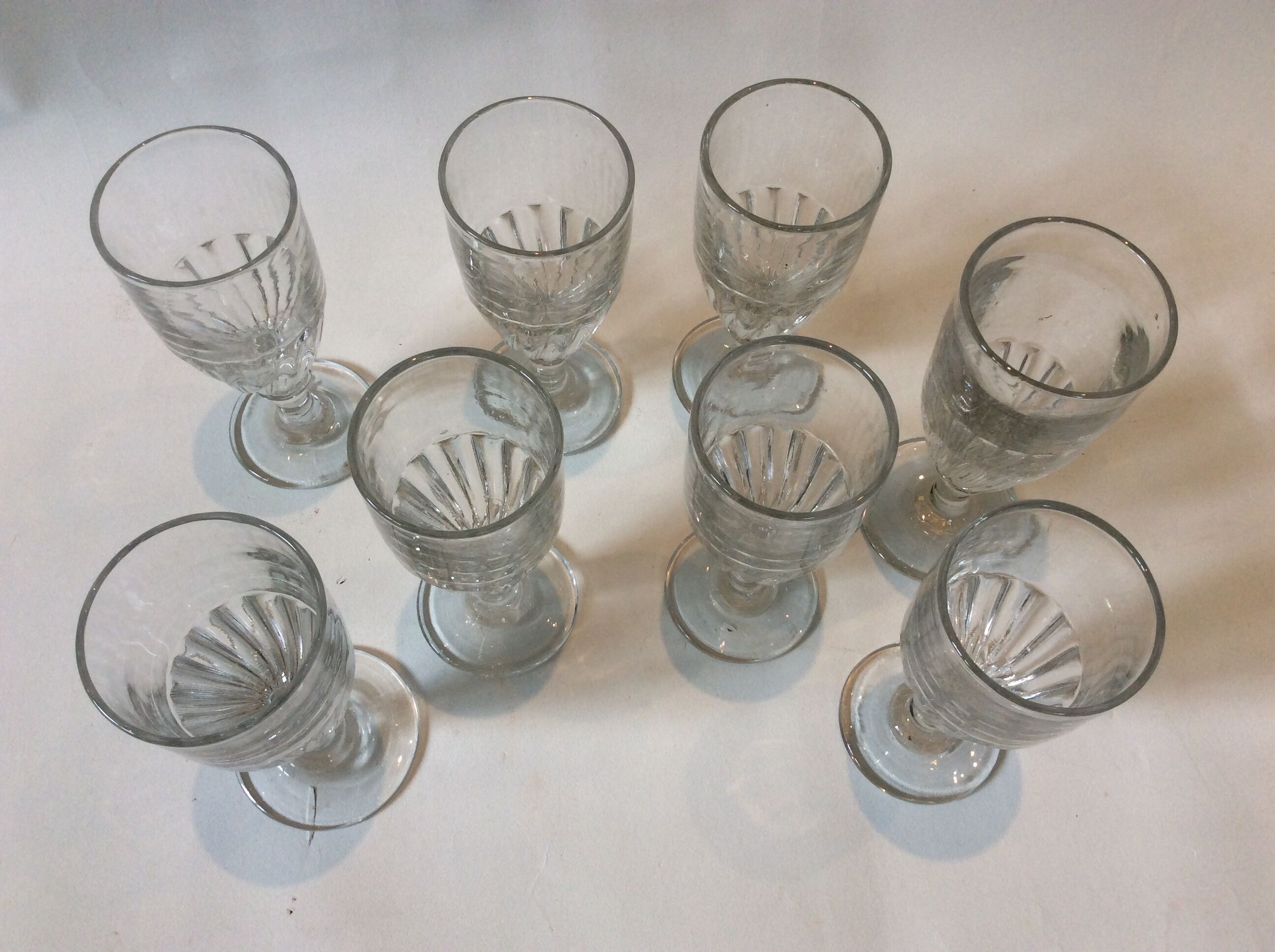 8 blown flared glasses
