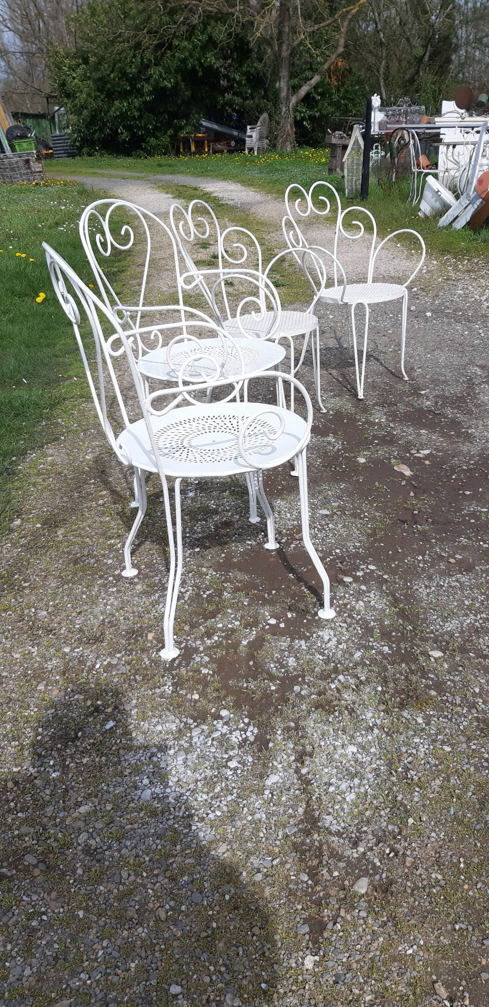 4 garden armchairs 1900 in wrought iron