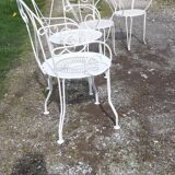 4 garden armchairs 1900 in wrought iron