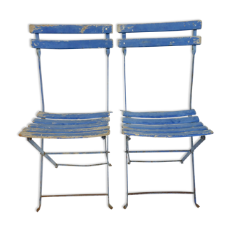 Pair of old, folding garden chairs