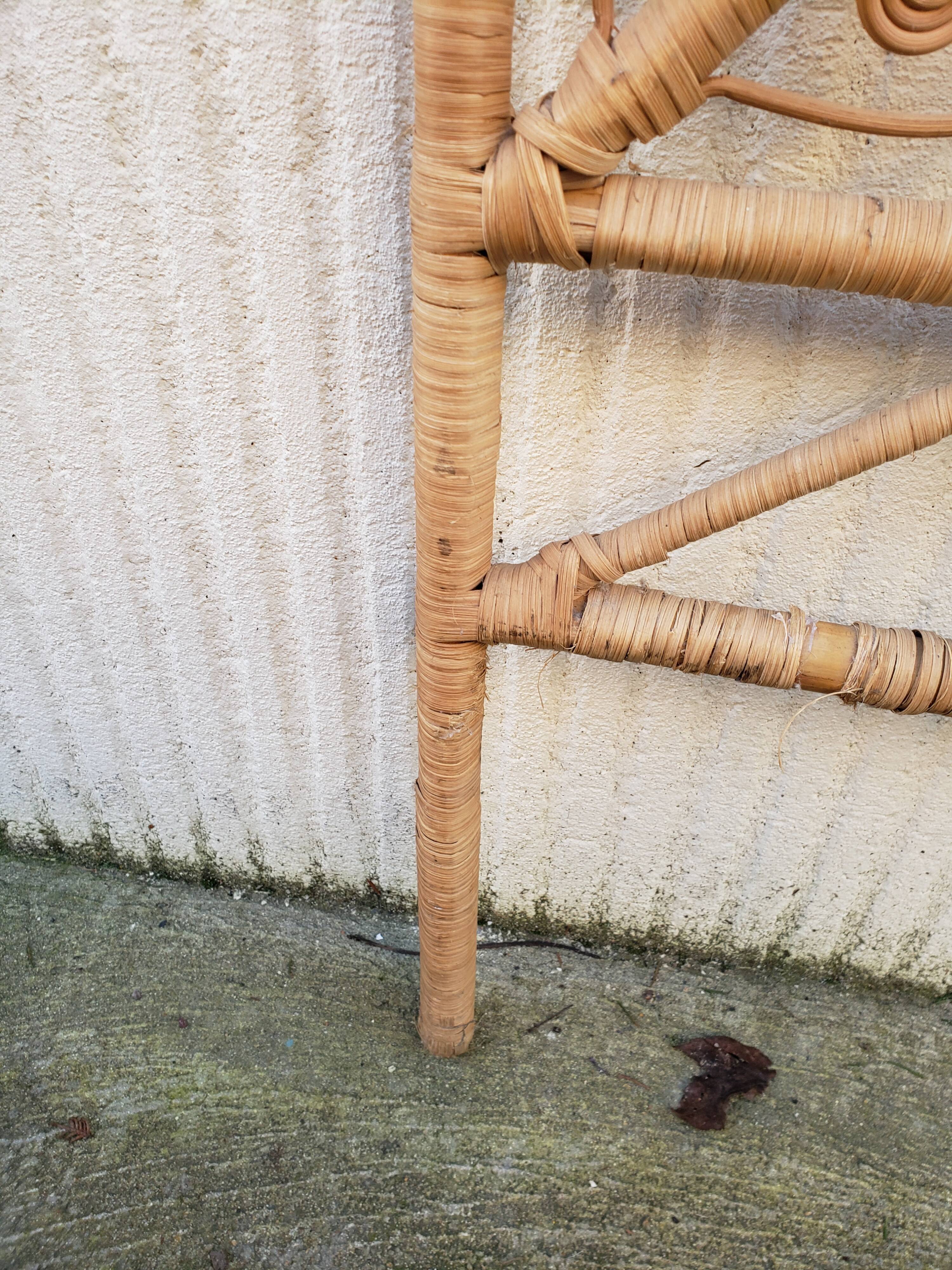 Peacock rattan headboard one person