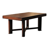 Table moderniste en chêne à plateau damier, France, vers 1940