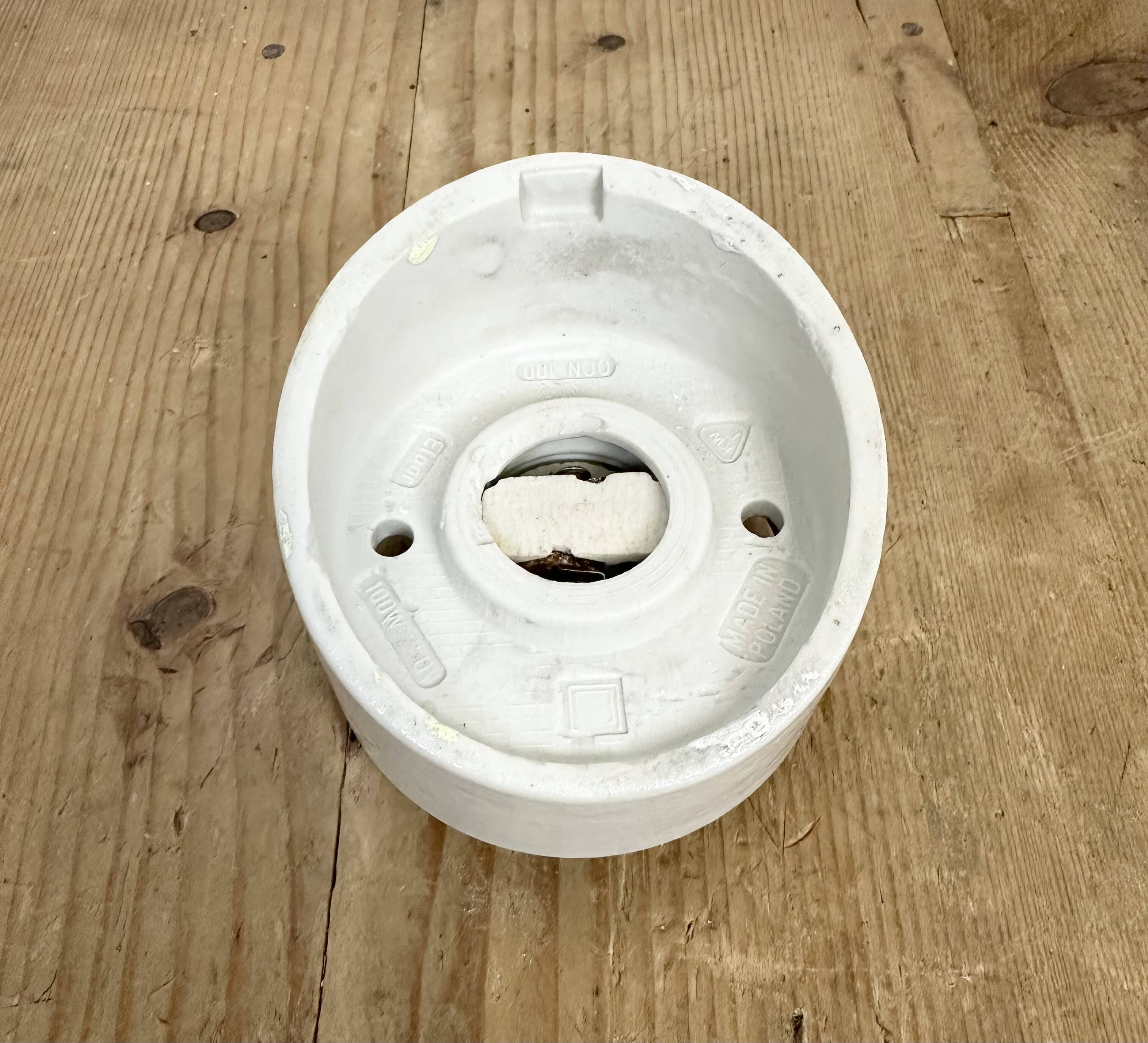 Vintage White Porcelain Wall Light with Milk Glass, 1970s