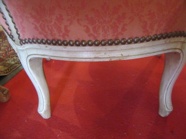 Paire fauteuils rose style luis XV