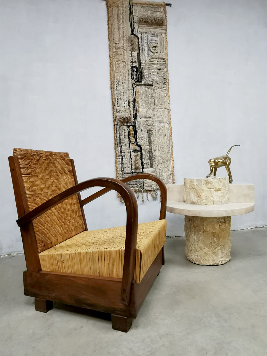 Art deco rattan woven British colonial sofa