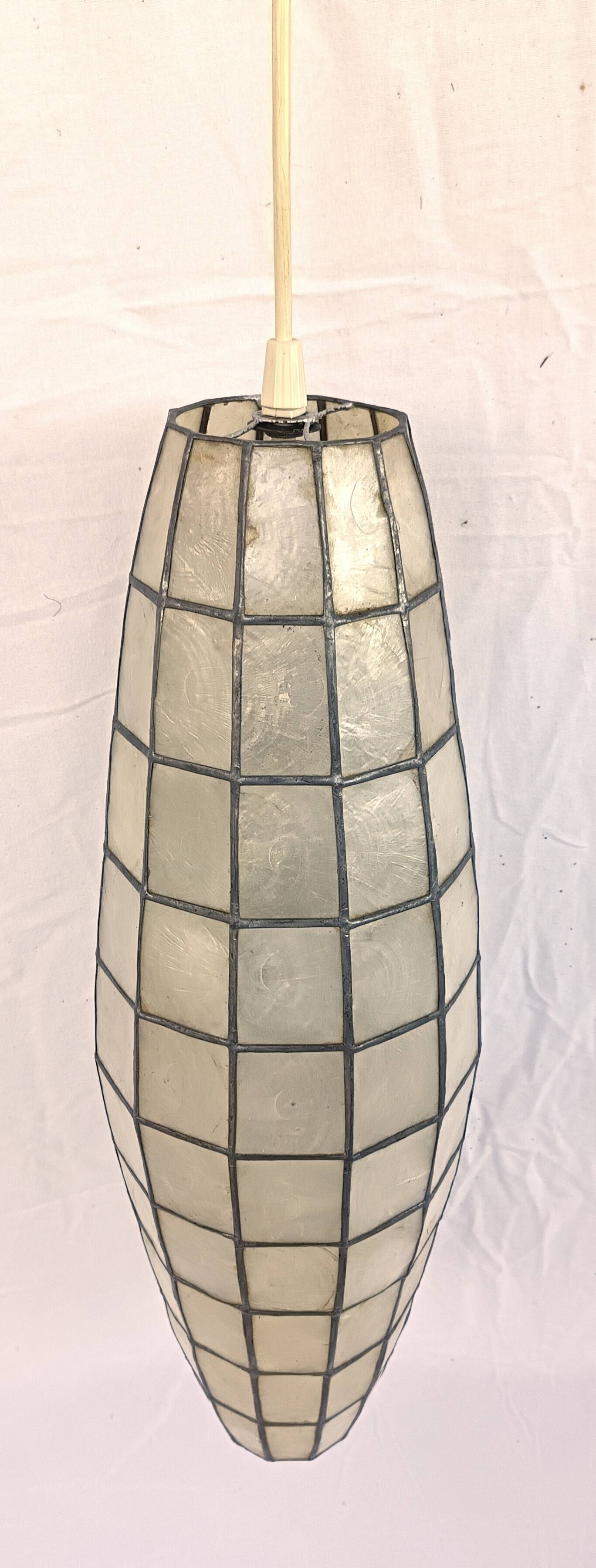 62cm spindle light fixture mother-of-pearl and brass from the 70s