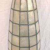 Luminaire fuseau 62cm nacre et laiton années 70