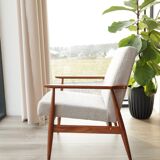 Vintage off-white bouclé armchair concluded by H.Lis
