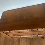 Commode bois et rotin