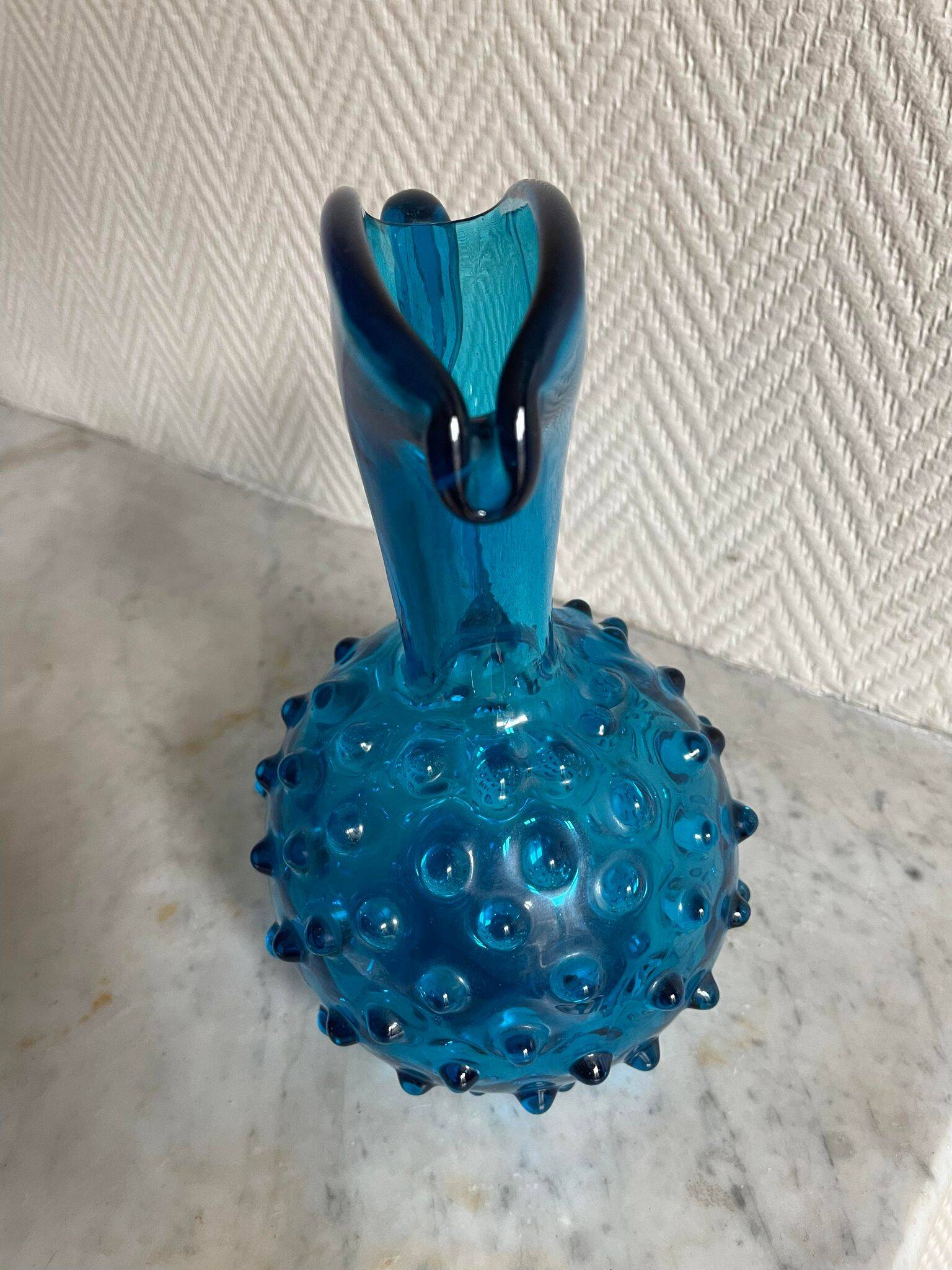 Empoli style studded blue vase