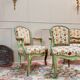 3 fauteuils en bois laqué de style Louis XV, XIXème siècle