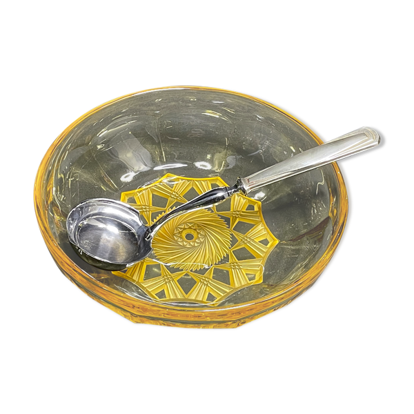 Compotier en cristal taillé avec sa cuillère en coffret — Beyit