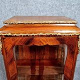 Parisian Louis XV style display case in precious wood marquetry circa 1850