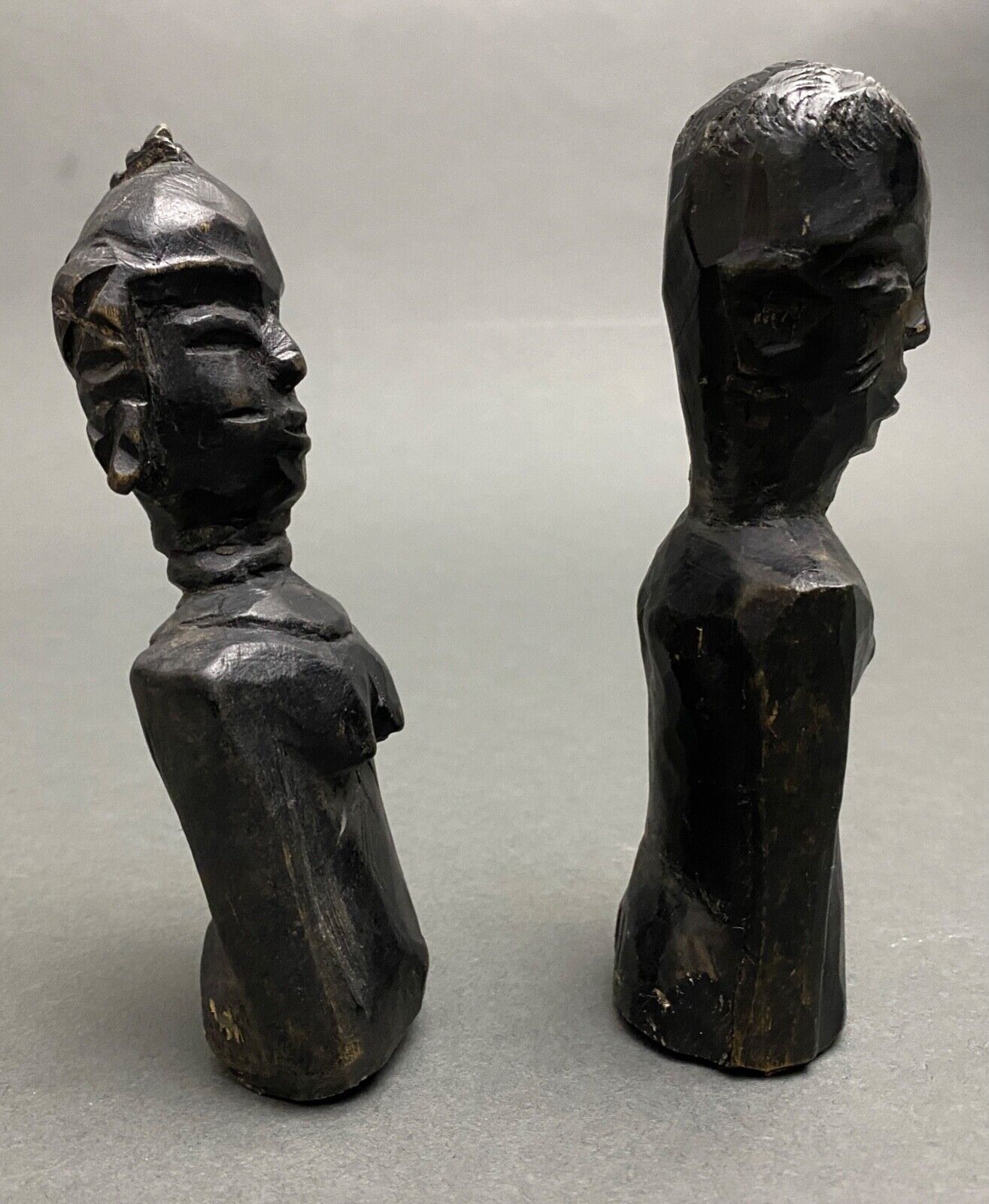 Pair of wooden statuettes sculptures of african couple 1960