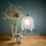 Vintage frosted glass tulip pendant light