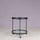 1960s round trolley black metal with two glass tops Janni van Pelt Netherlands