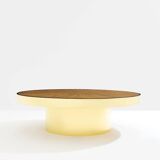 Bamboo and brass marquetry coffee table circa 1980