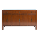 Transitional Cherrywood Sideboard with Brass Geometric Hardware, 1980s