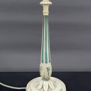 Art Deco wooden lamp painted in white and patinated blue, France, Circa 1920
