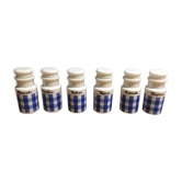 Série de 6 pots à épices en opaline des années 60