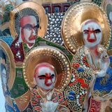 Rare and large vase satsuma in round bump. Mid-20th.