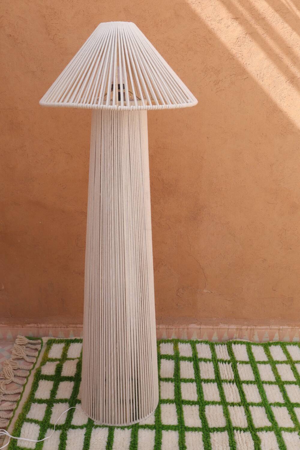 Off-white cotton hat floor lamp