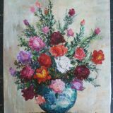 Tableau Huile sur toile "bouquet de roses" de Yves Gonec, peintre du XXè siècle.