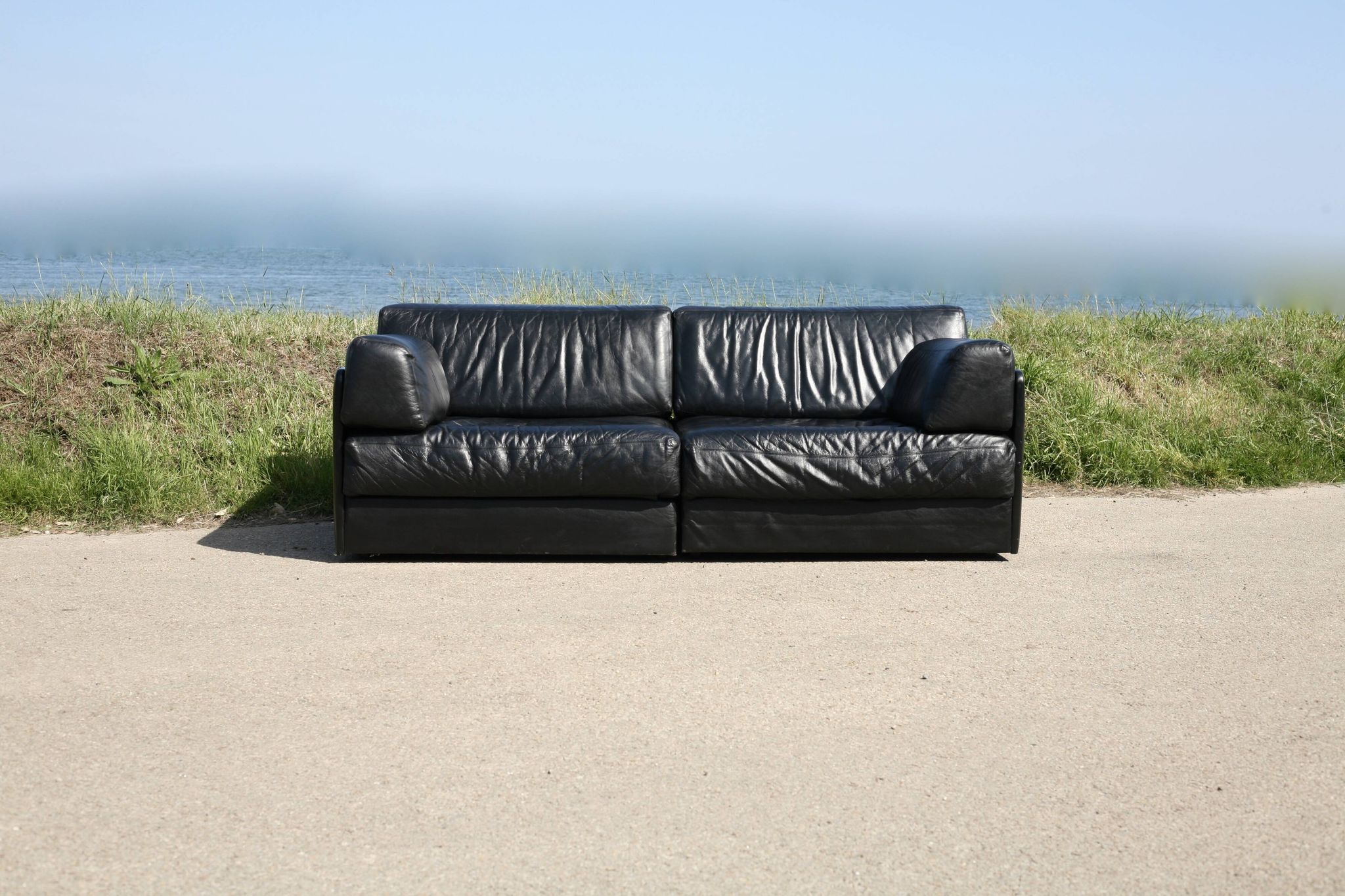 Canapé De Sede DS-76, cuir noir, modulable, Suisse, années 70